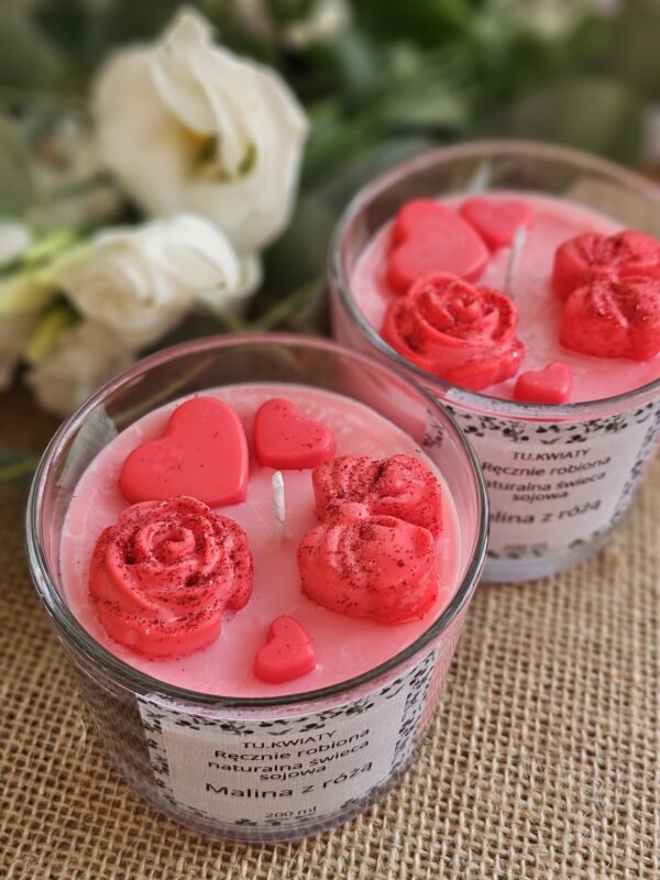 Świeca sojowa „Malina z różą” 200ml